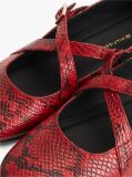 Multi Crossover Strap Snake Print Leather Mary Janes  Women