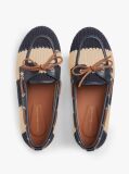 Blue Two-Tone Woven Flexible Boat Shoes  Women
