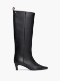 Black Kitten Heel Leather Knee-High Boots  Women