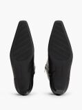 Black Kitten Heel Leather Knee-High Boots  Women