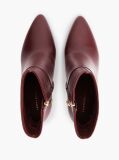 Red Leather Pointed Toe Heeled Ankle Boots  Women