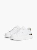Άσπρο TH Monogram Δερμάτινα Sneakers Με Πλατφόρμα  Γυναίκες