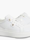 Άσπρο TH Monogram Δερμάτινα Sneakers Με Πλατφόρμα  Γυναίκες