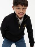 Black Logo Badge Quarter-Zip Sweatshirt  Boys
