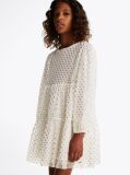 White Metallic Star Mesh Flare Dress  Girls
