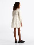 White Metallic Star Mesh Flare Dress  Girls