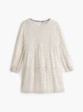 White Metallic Star Mesh Flare Dress  Girls