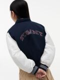 Blue Rhinestone Flag Relaxed Bomber Jacket  Girls