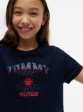 Blue Rhinestone Logo Relaxed T-Shirt  Girls