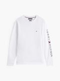 White Organic Jersey Logo Long Sleeve T-Shirt  Men