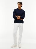 Μπλε Interlock Μακρυμάνικο T-Shirt Σε Slim Γραμμή  Άνδρες