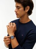 Μπλε Interlock Μακρυμάνικο T-Shirt Σε Slim Γραμμή  Άνδρες
