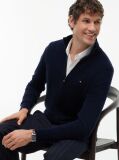 Blue Cotton Cashmere Zip-Thru Cardigan  Men