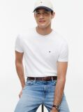 Άσπρο Slim T-Shirt Με Κεντητό Σημαιάκι  Άνδρες