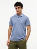Blue Garment Dyed Flag Embroidery Regular Polo  Men