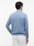 Blue Mock Turtleneck Zip-Thru Cardigan  Men