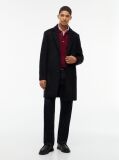 Μαύρο Smart Casual Μάλλινο Παλτό Με Μονή Σειρά Κουμπιών  Άνδρες