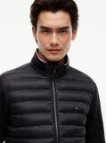 Black Mixed Texture Quilted Zip-Thru Sweatshirt  Men