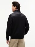 Black Mixed Texture Quilted Zip-Thru Sweatshirt  Men