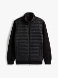 Black Mixed Texture Quilted Zip-Thru Sweatshirt  Men