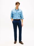 Blue Smart Casual Straight Leg Trousers  Men