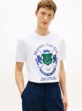 White Logo Appliqué Crew Neck T-Shirt  Men