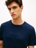 Blue Tonal Logo Interlock Knit T-Shirt  Men