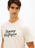 Beige Logo Graphic Crew Neck T-Shirt  Men