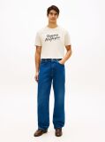 Beige Logo Graphic Crew Neck T-Shirt  Men