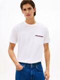 Άσπρο Βαμβακερό T-Shirt Πικέ Με Τσέπη  Άνδρες
