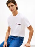 Άσπρο Βαμβακερό T-Shirt Πικέ Με Τσέπη  Άνδρες