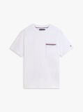 Άσπρο Βαμβακερό T-Shirt Πικέ Με Τσέπη  Άνδρες