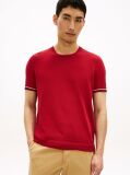 Red Smart Casual Tipped Technical Knit T-Shirt  Men