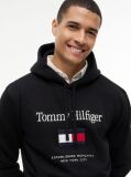 Μαύρο Fleece Hoody Με Κεντητό Λογότυπο  Άνδρες
