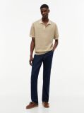 Beige Relaxed Fit Washed Structured Polo Shirt  Men