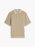 Beige Relaxed Fit Washed Structured Polo Shirt  Men