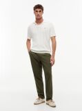 Beige Relaxed Pointelle Structured Polo Shirt With Linen  Men
