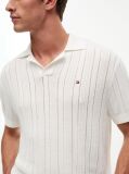 Beige Relaxed Pointelle Structured Polo Shirt With Linen  Men