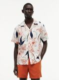 Multi Regular Tropical Print Linen Short Sleeve Shirt  Men