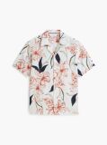 Multi Regular Tropical Print Linen Short Sleeve Shirt  Men