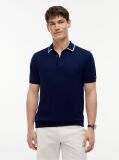 Blue Smart Casual Regular Fit Tipped Polo Shirt  Men
