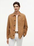 Brown Suede Embossed Logo Chore Jacket  Men