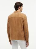 Brown Suede Embossed Logo Chore Jacket  Men