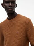 Brown Textured Crew Neck Jumper With Cashmere  Men