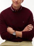 Red Textured Crew Neck Jumper With Cashmere  Men