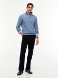 Blue Textured Quarter-Zip Mock Neck Jumper With Cashmere  Men