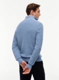 Blue Textured Quarter-Zip Mock Neck Jumper With Cashmere  Men