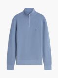 Blue Textured Quarter-Zip Mock Neck Jumper With Cashmere  Men