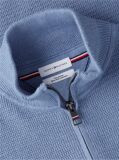 Blue Textured Quarter-Zip Mock Neck Jumper With Cashmere  Men