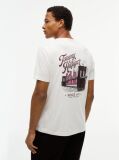 Beige Back Graphic Crew Neck T-Shirt  Men